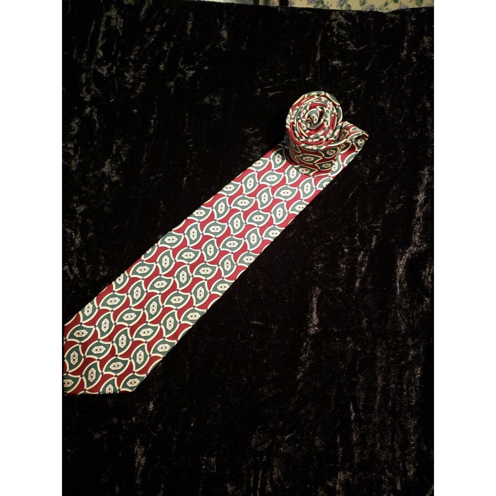 Brooks Brothers Designer Neck Tie Mens Red Green White Geometric Holidays Career